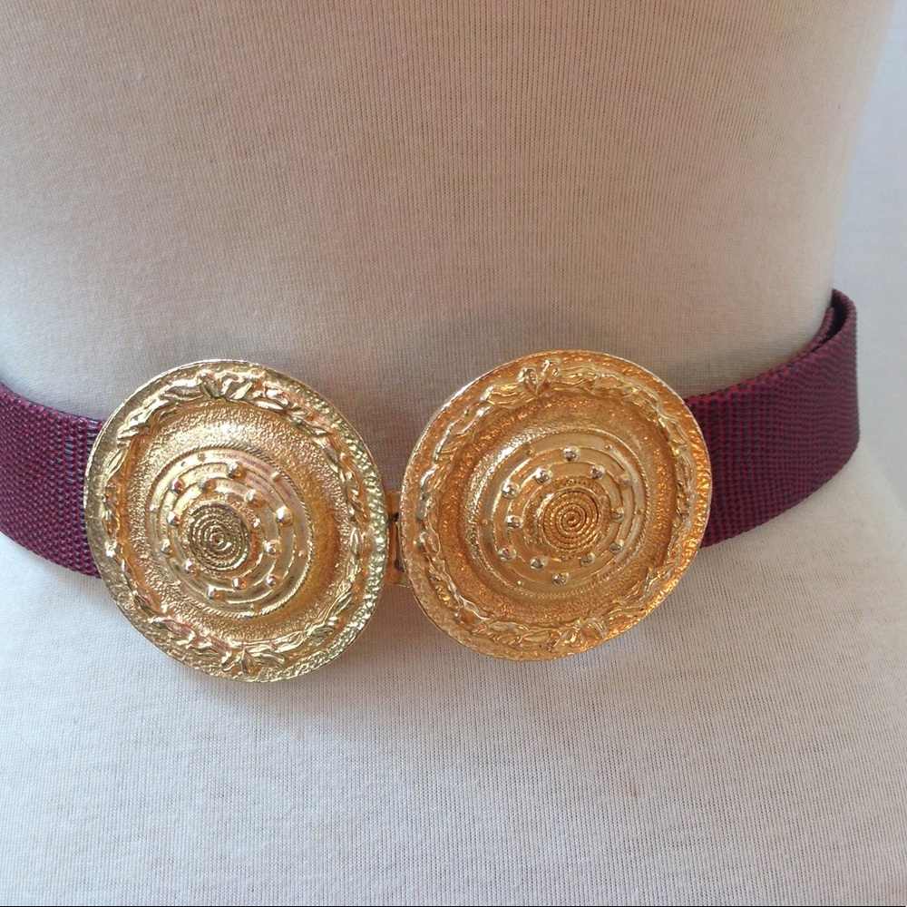 1990's Gay Boyer Red Belt Wheel Leather Buckle
